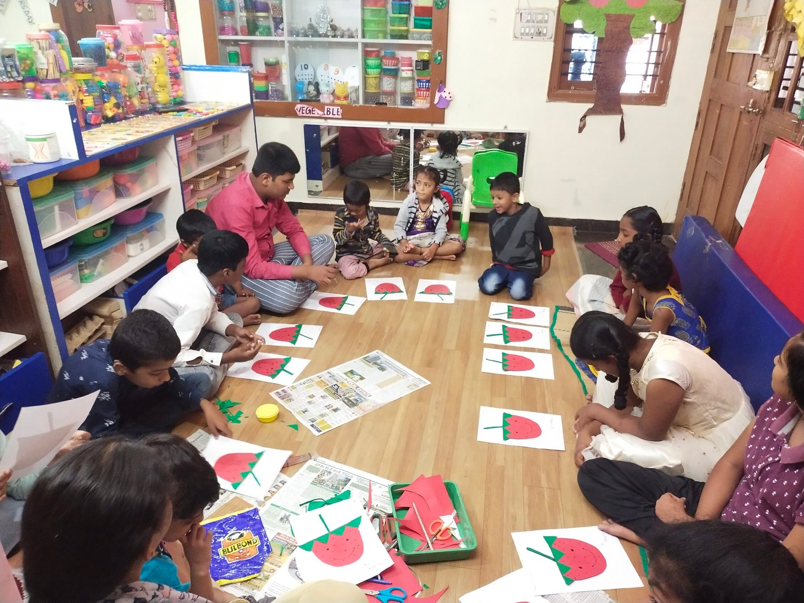 Teacher helping child with learning